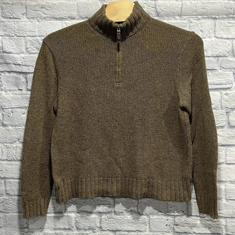 Vintage Polo Ralph Lauren 1/4 Zip Elbow Patch‎ Hemp Blend Pullover Sweater Sz XL